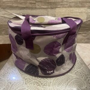 Thirty-One Round About Thermal Bag Sketchy Dot Purple Insulated Cooler Tote
